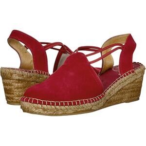 Toni Pons Womens Tremp Espadrille Wedge Heels EU 39 US 8 Red Suede NIB